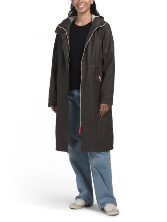 Hunter Jackets & Blazers - HUNTER Darcy Rubberized Long Rain Jacket